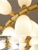 Modern Luxury White Glass Grape Shaped Duplex Villa Chandelier, Living Room, Dining Room, Hotel Circular Decorative Chandelier