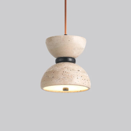 Japanese wabi-sabi style travertine bedside lamp modern decor - vue 2 sur 7