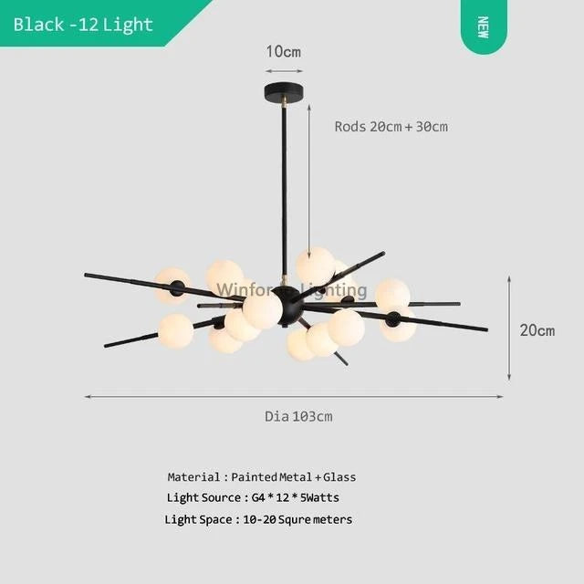 Bauhaus design glass ball chandelier for modern lighting