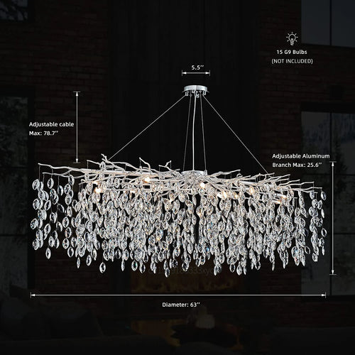 Luxury crystal chandelier with LED branches for modern interiors