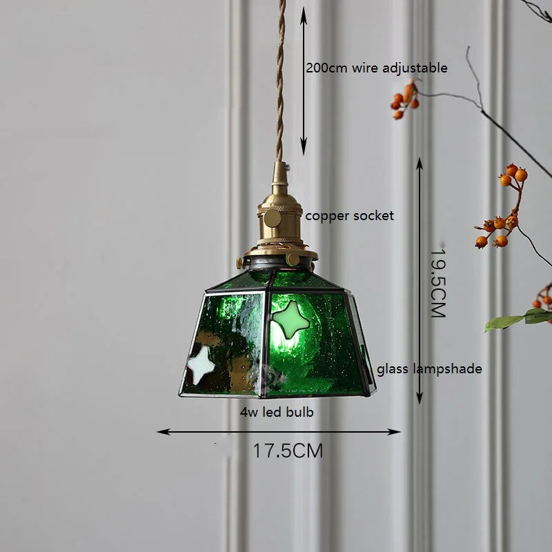 Nordic vintage handheld lamp with coloured glass and copper - vue 2 sur 29