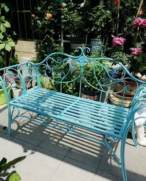 wrought iron garden bench outdoor table and chairs - vue 12 sur 14
