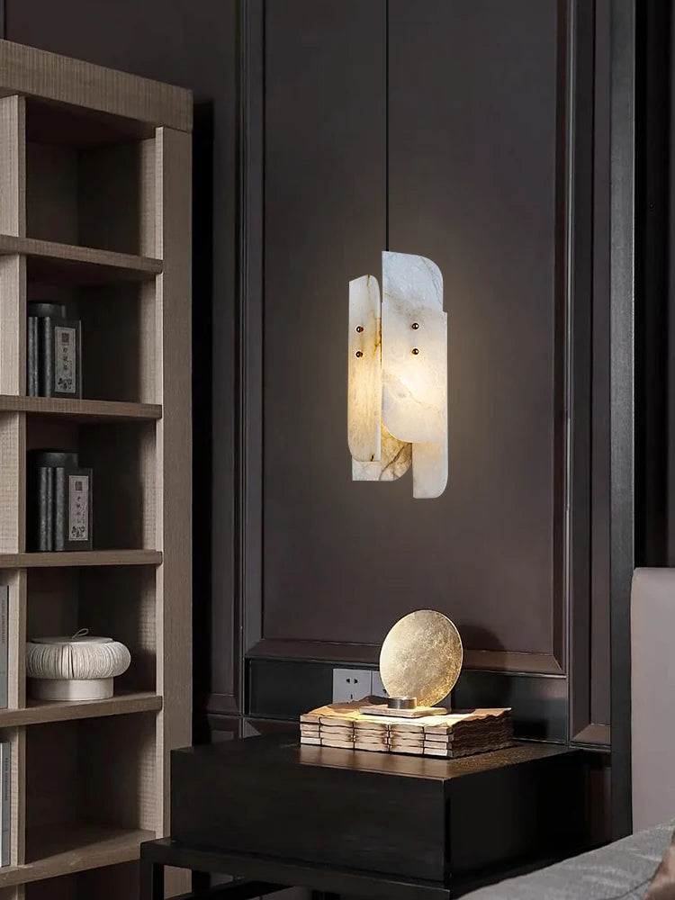 Modern decorative chandelier in natural marble minimalist - vue 3 sur 7