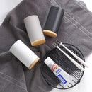 Nordic style ceramic toothbrush holder with wooden base