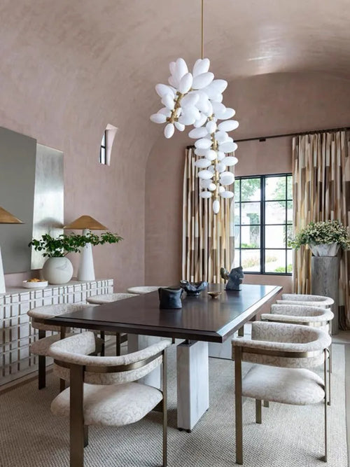 Modern Luxury White Glass Grape Shaped Duplex Villa Chandelier, Living Room, Dining Room, Hotel Circular Decorative Chandelier - vue 5 sur 15