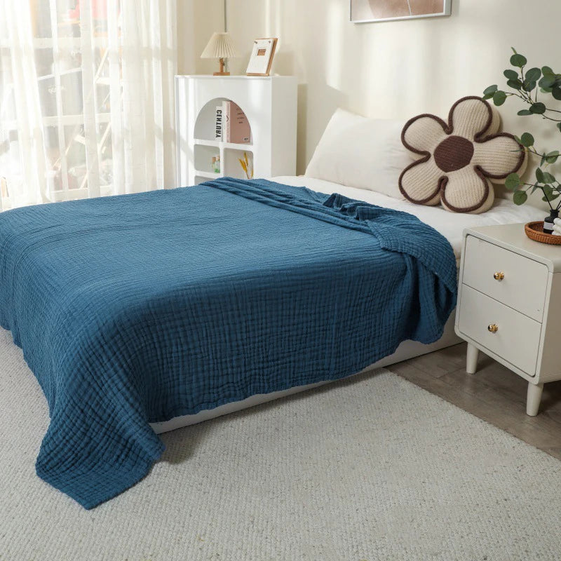 Lightweight 6-layer cotton muslin throw boho style