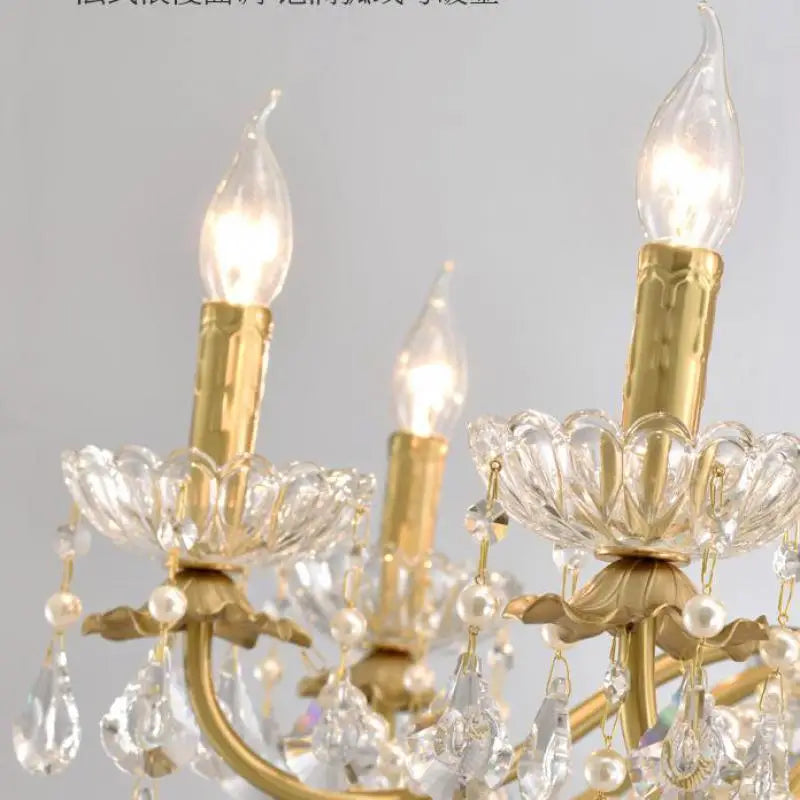 Modern gold chandelier with LED tube lighting and crystal - vue 5 sur 13