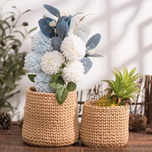 cotton rope storage basket for plants and decorations - vue 5 sur 9