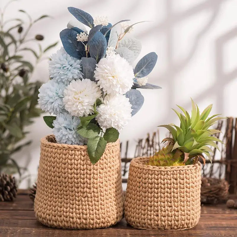 cotton rope storage basket for plants and decorations - vue 4 sur 9