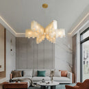 Modern design LED chandelier in Spanish natural marble