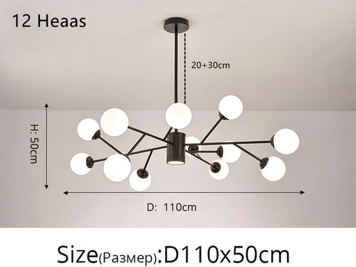 Nordic glass chandelier magic bean designer home decor - vue 14 sur 14