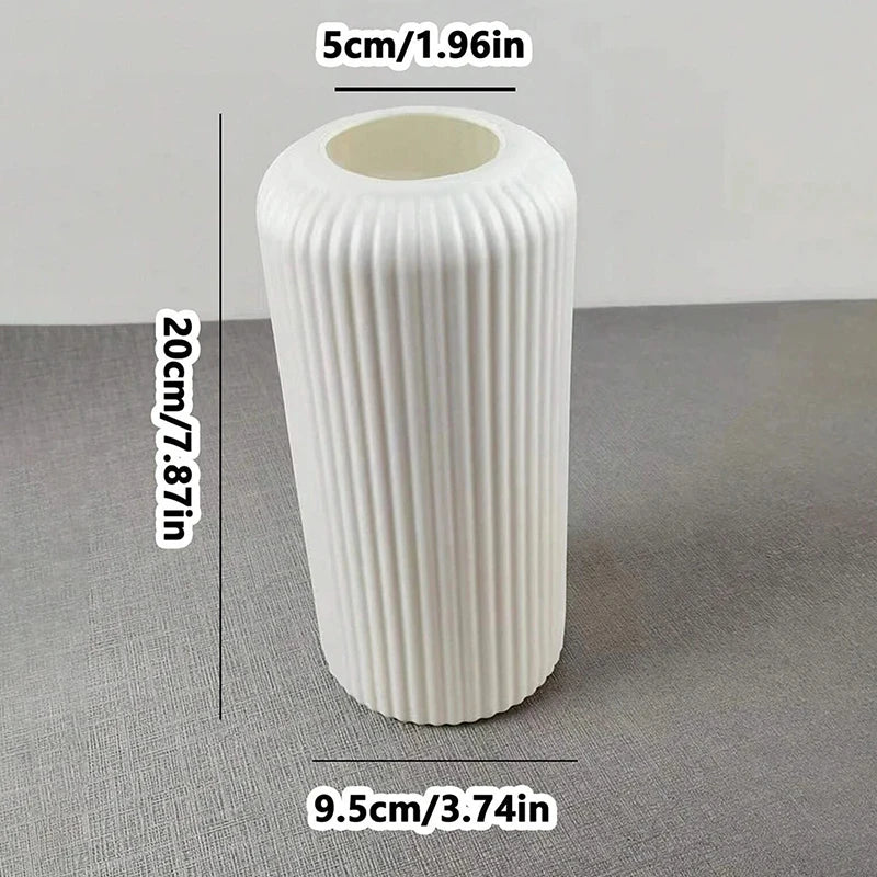 striped plastic vase for decorative flower arrangement
