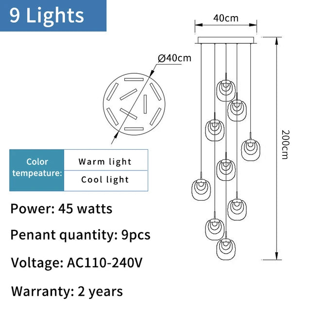 Modern crystal pendant light for decorative indoor lighting - vue 15 sur 20