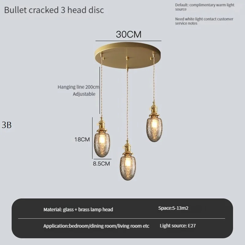Vintage Edison chandelier with crystal glass shade for bar or loft - vue 11 sur 22