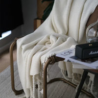 Nordic geometric knit throw blanket for living room or bedroom