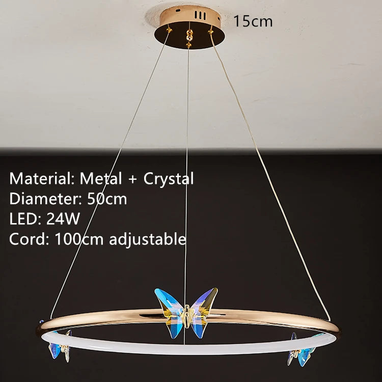 lustre led papillon avec cordon réglable pour décoration intérieure - vue 12 sur 20