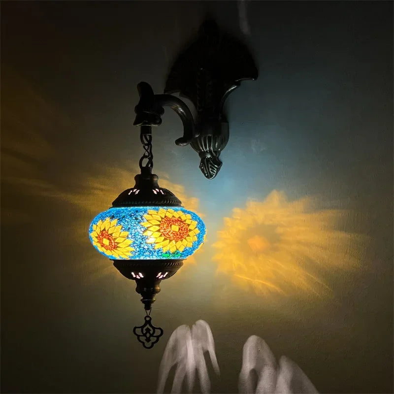 Handmade vintage mosaic glass wall light for indoor decoration