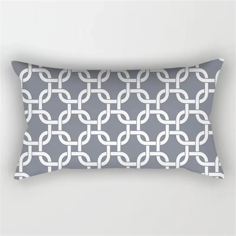 Decorative geometric cushion cover modern grey patchwork
