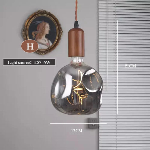 Retro art glass chandelier with solid wood for interior decoration - vue 23 sur 25