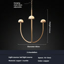 Spanish natural marble retro style copper and LED chandelier