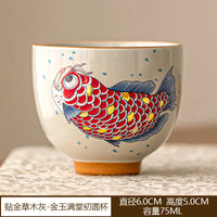 Retro ceramic arowana teapot kung fu tea set