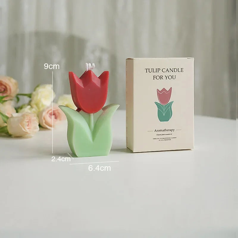 handmade scented tulip candle for decorations and aromatherapy
