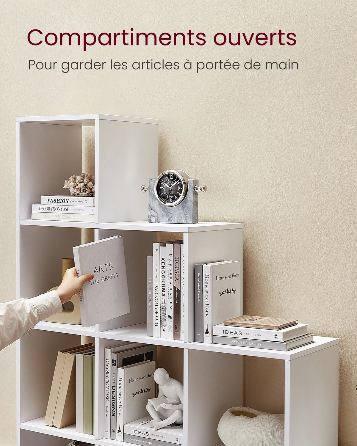 VASAGLE 10-Cube Bookcase, Bookshelf with Open Compartments, Storage Organizer for Decorations, Photos, Plants - vue 4 sur 8