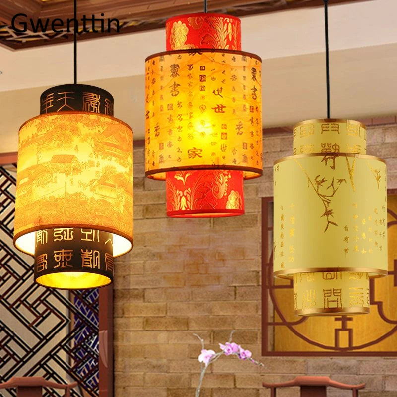 Retro sheepskin pendant light for interior decoration