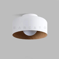 Nordic modern walnut wood texture LED ceiling light for bedroom, living room, kitchen, study, hallway, balcony, round G9 chandelier - 8692435976538