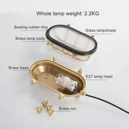 Retro brass wall light industrial style waterproof for outdoor use - vue 5 sur 16