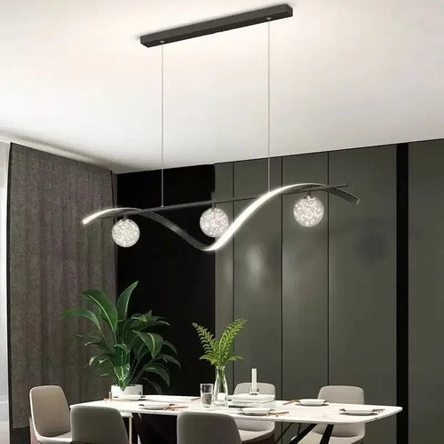 Modern minimalist LED glass chandelier for restaurant - vue 3 sur 8