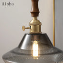 Walnut and copper glass pendant light for elegant interiors