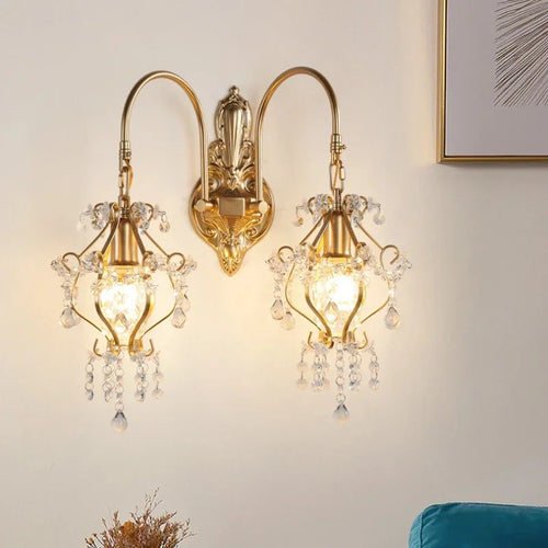 Nordic retro crystal wall light for interior decoration - vue 6 sur 7