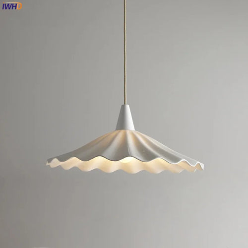 30 cm white ceramic Japanese style LED pendant light - vue 3 sur 12