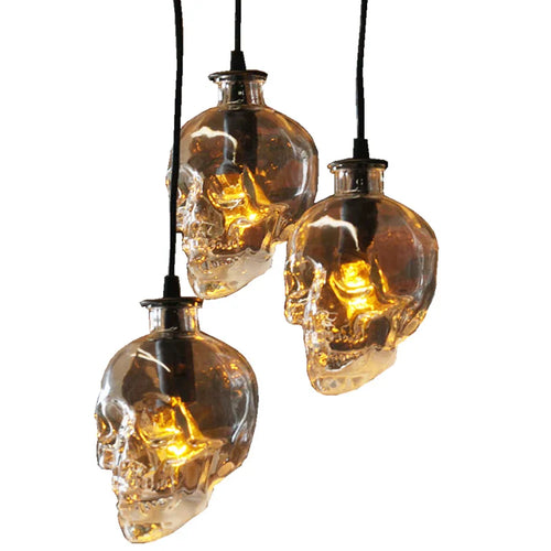 American loft retro LED skull wine bottle pendant light - vue 2 sur 9