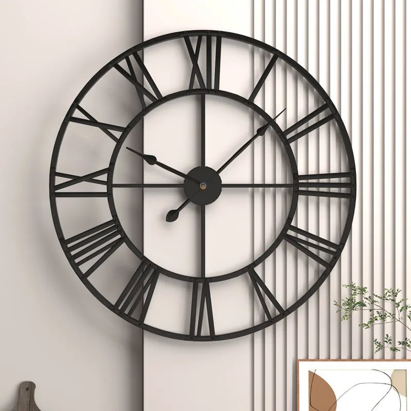 modern 3d retro roman numerals metal silent wall clock