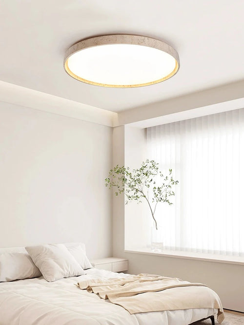 Led ceiling light stone downlight surface mounted retro walnut wood effect for bedroom or living room - vue 3 sur 13