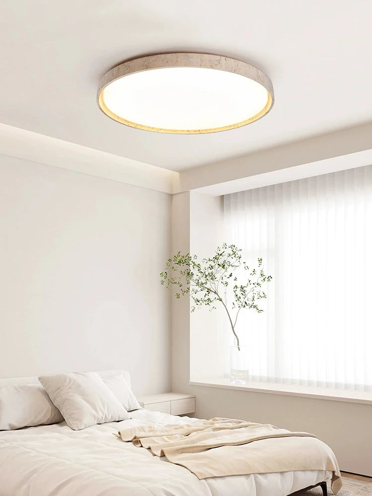 Led ceiling light stone downlight surface mounted retro walnut wood effect for bedroom or living room - vue 2 sur 13
