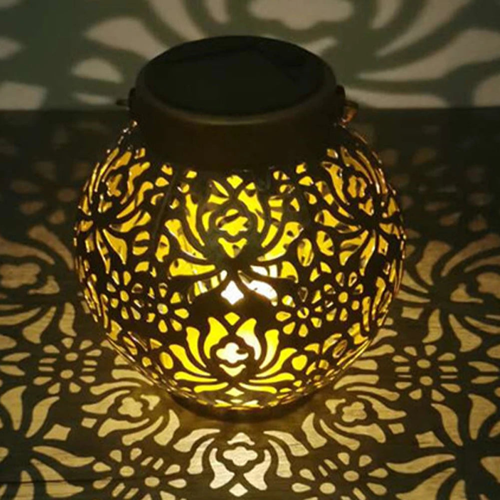 Round metal solar garden lights