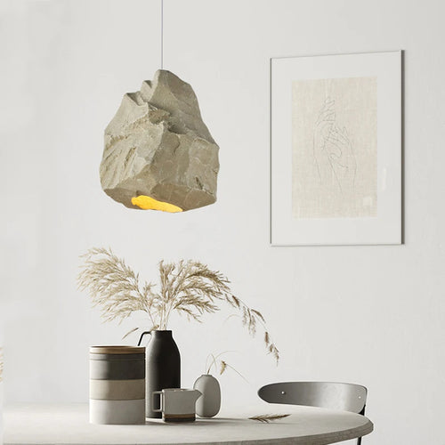 Handmade nordic chandelier imitation stone wabi sabi style - vue 3 sur 7