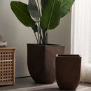 Square clay flower pot for outdoor garden with breathable plants