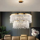 Modern crystal chandelier with circular design and luxury suspended lighting