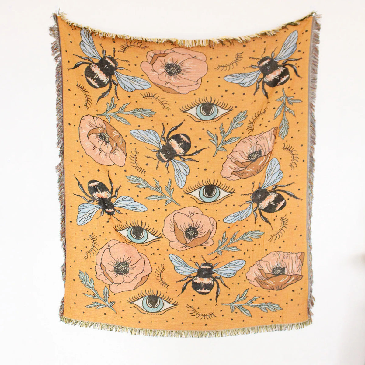Woven throw blanket with landscape design for living room sofa