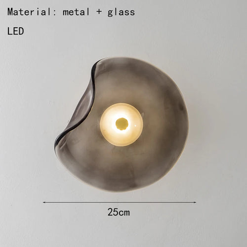Art deco style grey amber glass LED wall light - vue 9 sur 8