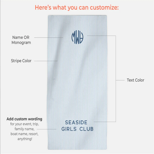 Personalised preppy striped monogram beach towel - vue 7 sur 6