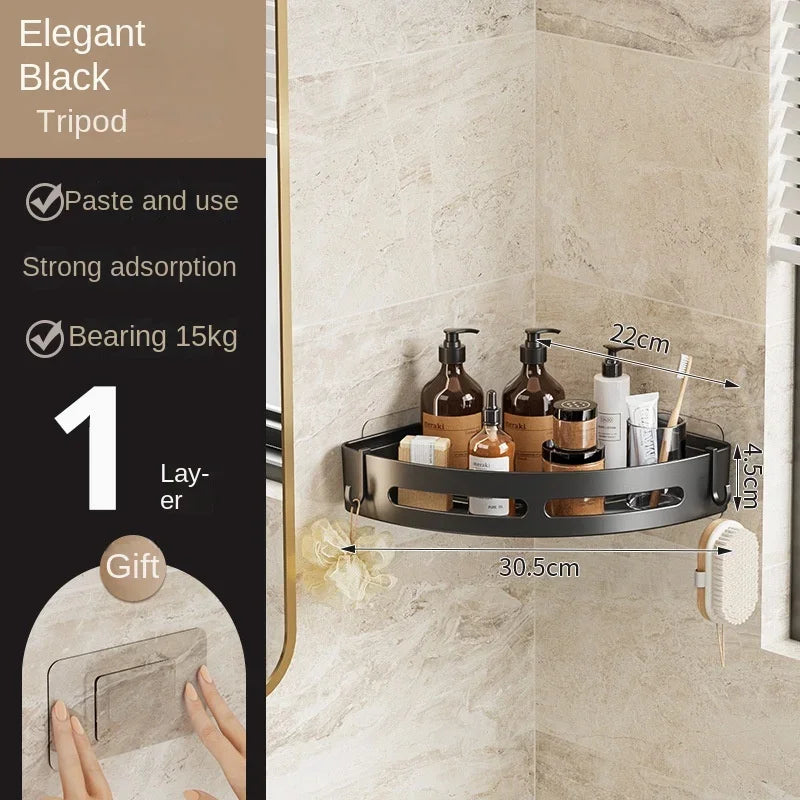 Punch-free shampoo storage racks for shower