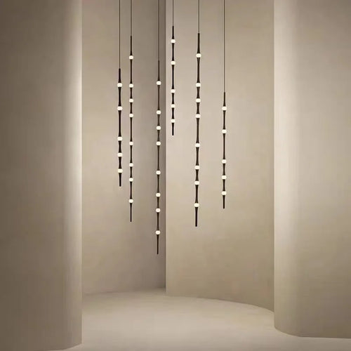 Minimalist LED chandelier in aluminium and acrylic for hotel 3000k