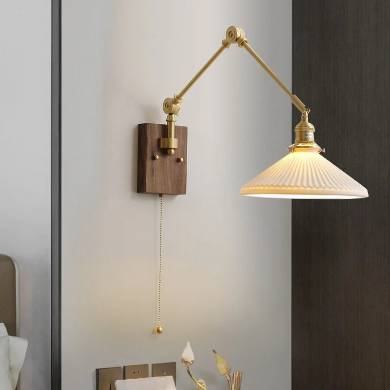 iwhd Copper swing arm LED wall light with pull chain switch - vue 4 sur 23