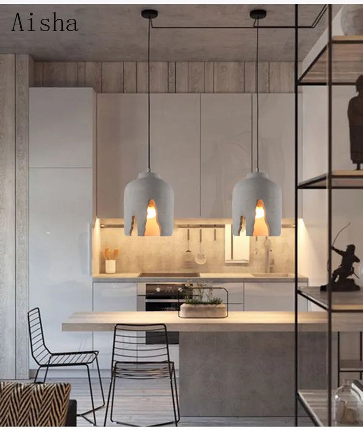 Retro cement pendant light industrial style for decorative interiors