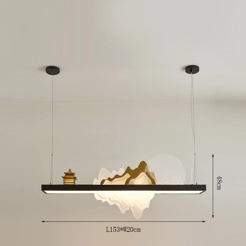 Chinese wooden pendant light for a zen and economical atmosphere - vue 13 sur 16